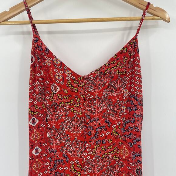 Abel the Label Lola Dress Floral Print High Low Midi Button Front Red Womens M - Picture 4 of 9